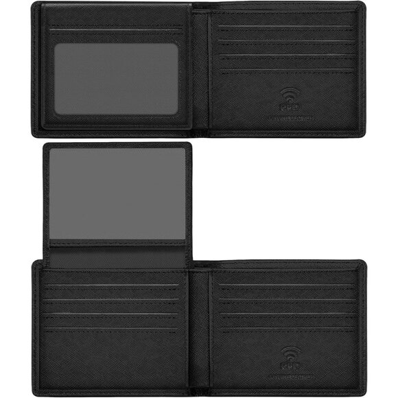 ⚡Travelambo Men Cross Texture Black Genuine Leather Handmade Stylish Wallets - Picture 9 of 9